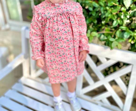 James & Lottie Girls Savannah Scallop Jumper Dress - Red main image 1